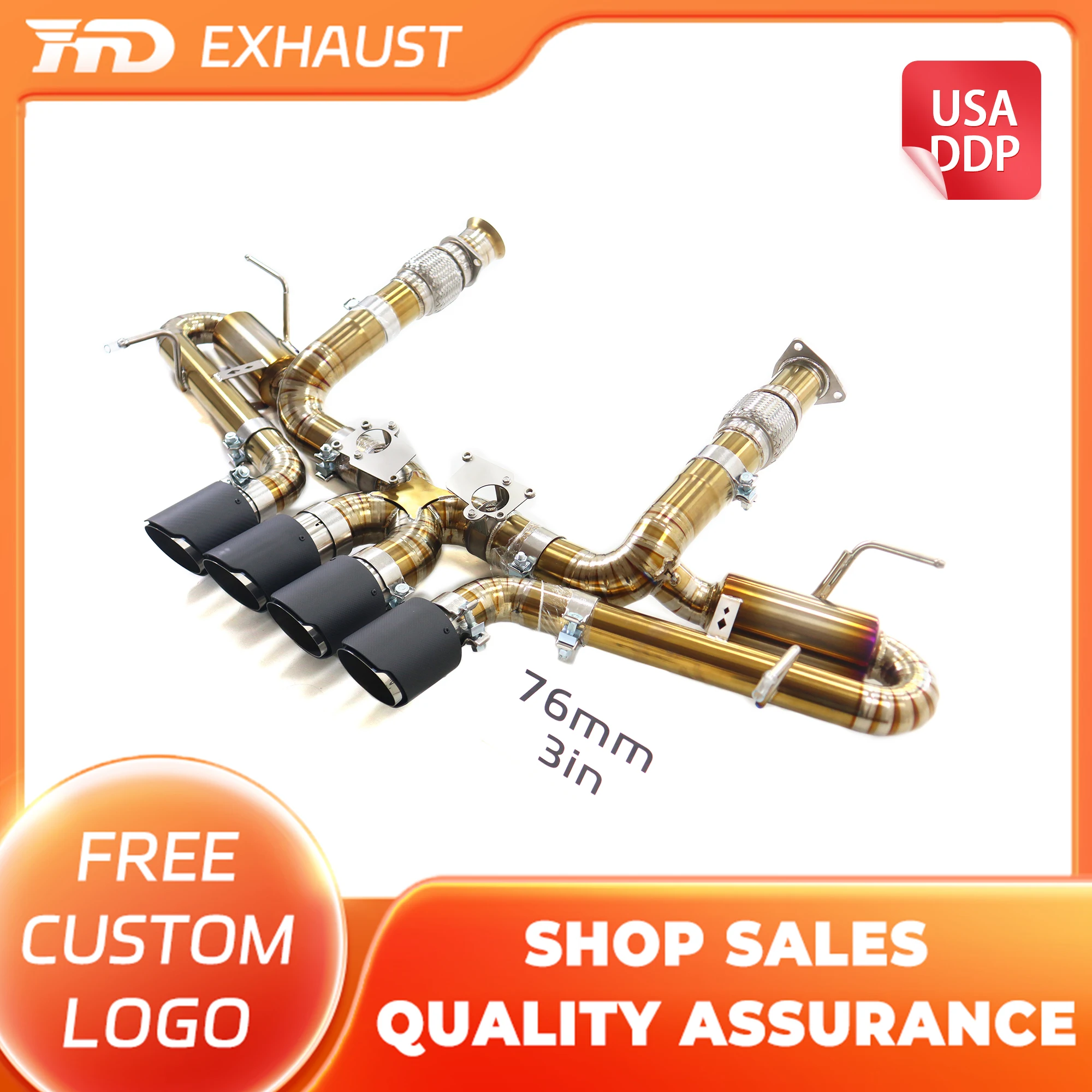 

HMD Hot Sales for Corvette C8 Z06 Original Car Valve TC4 Exhaust Catback Lossless Installation With Muffler Tips