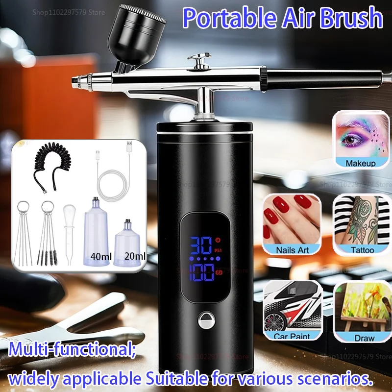

Airbrush with Compressor Airbrush Painting Mini Spray Gun for Painting Wireless Electric Paint Gun Airbrush Kit with Compressor