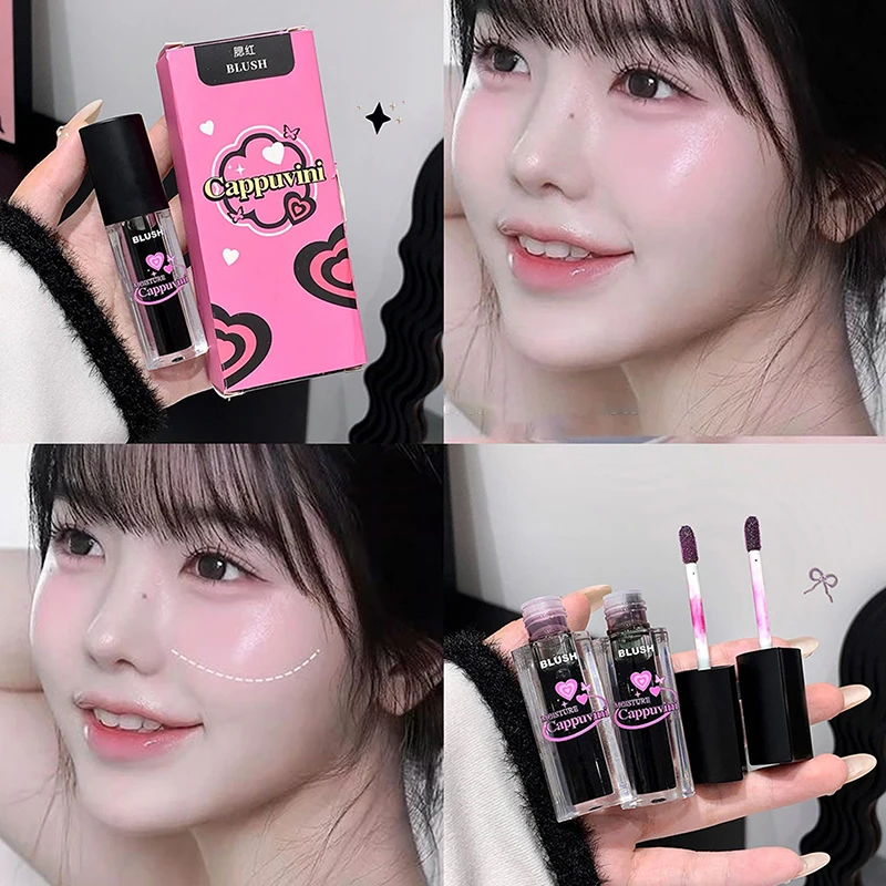 كابوفيني أسود سائل اللون تغيير أحمر الخدود الشفاه العين الخد تينت كريستال ترطيب أحمر الخدود شفاف تشانغ جل روج كريم