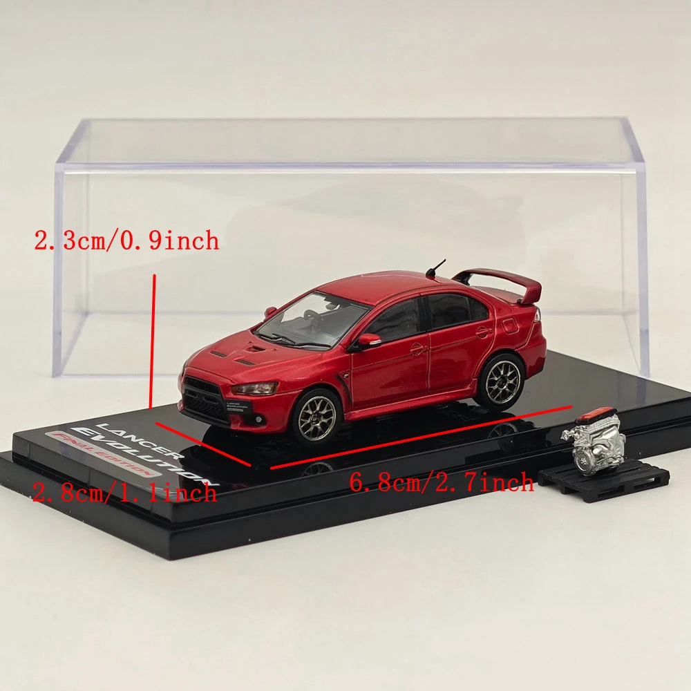 Hobby Japan 1/64 Lancer Evolution X Final Edition w/Engine Display Model Red Metallic HJ642053AR Diecast Car Limited Collection