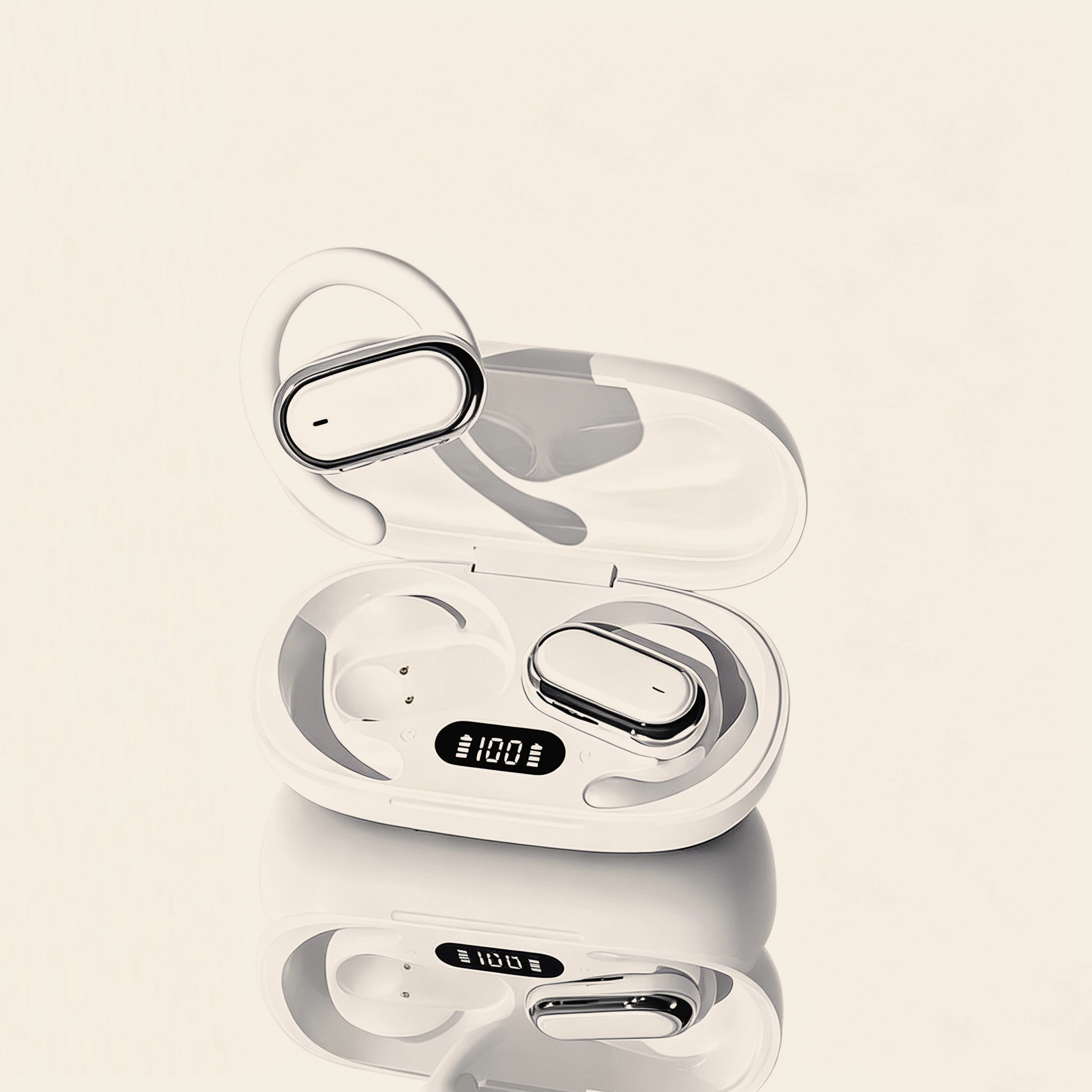 Wireless Earphones with Digital Display Bone Conduction Bluetooth Sound Comfortable Wear Extended Playtime Sports Headphones
