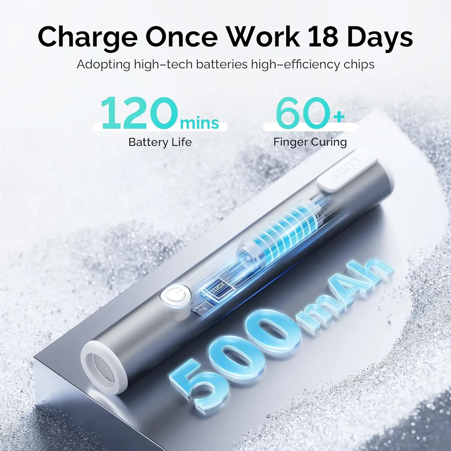 磁気充電付きジェルネイル用ハンドヘルドUVライト – ポータブルLEDネイルランプ、コードレスドライヤー – グレー