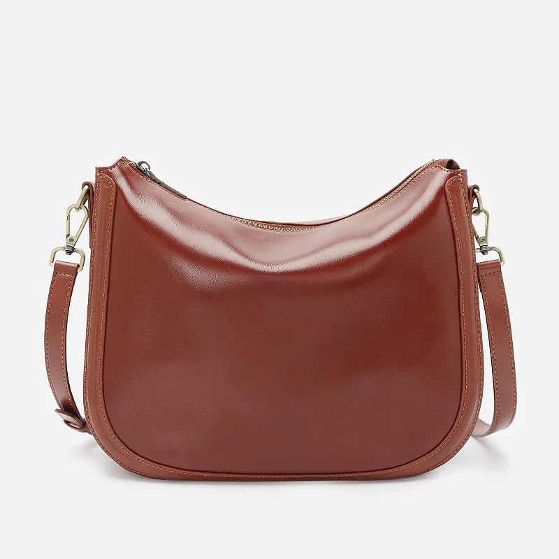 

Vintage cowhide fashion saddle bag niche texture single shoulder crossbody bag leather women bag design sense