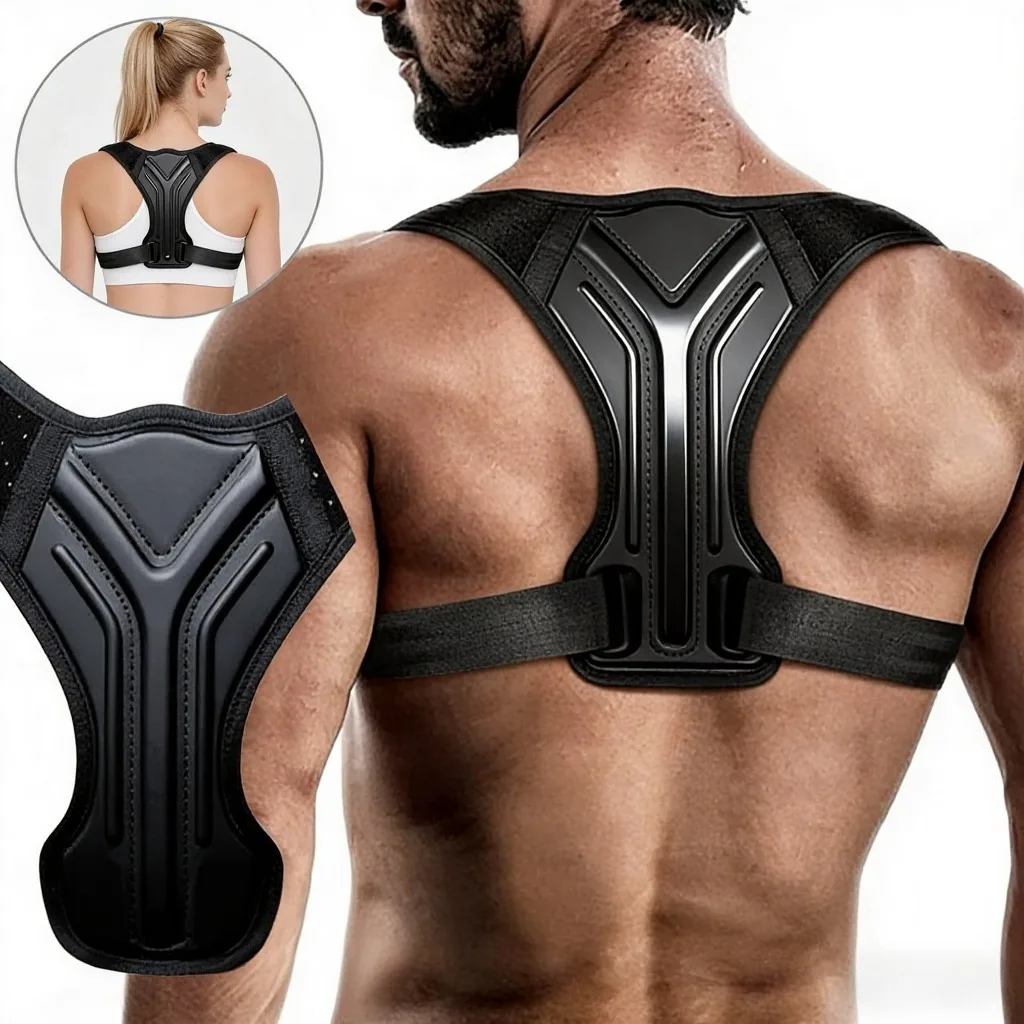 

Регулируемый корректор осанки для верхней части спины, поясничный бандаж, поддержка ключиц и позвоночника, шейный бандаж для дома, офиса, спорта, фиксатор плеч