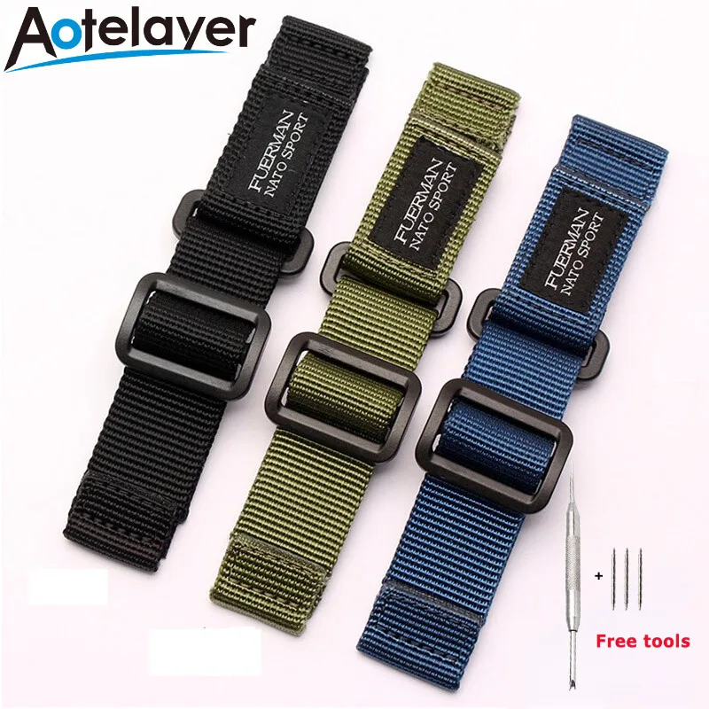 20 22 24mm Width High-End Substitute Watch Strap Nylon Flat Head Universal WristBand Sport Bracelet Drop Shipping Belt With Tool