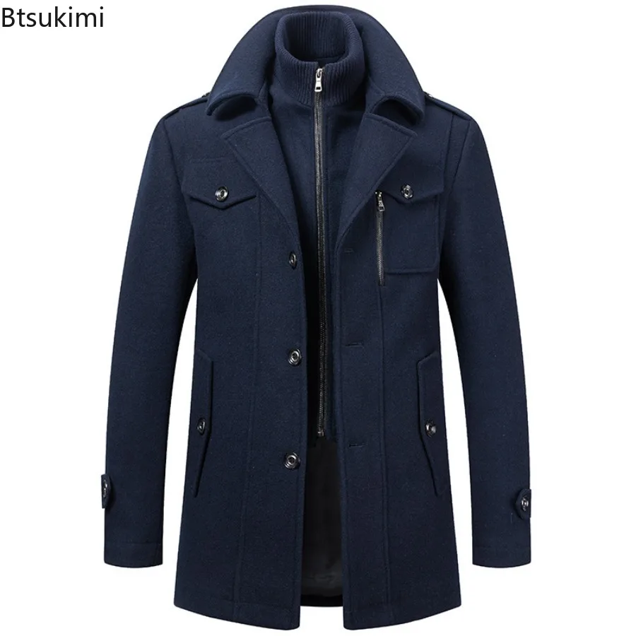 2025 Men's Fashion High-End Business Woolen Coat Atmosphere Long Thickened Wool Overcoat Autumn Winter Middle-Aged Stylish Coats