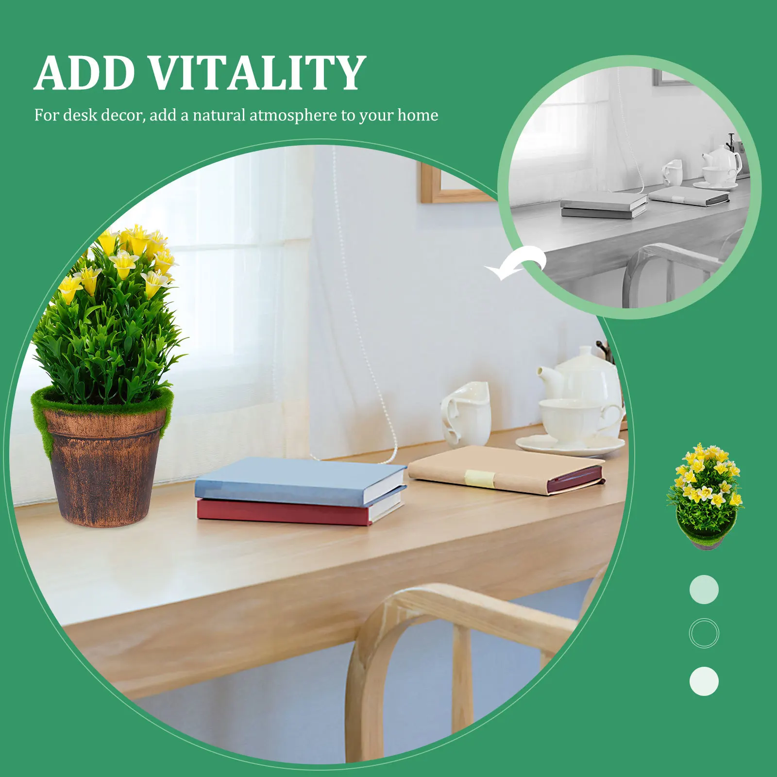 

Fake Potted Flowers Realistic Artificial Green Plants with Vivid Leaves for Home Office Decor Indoor Desktop Simulation