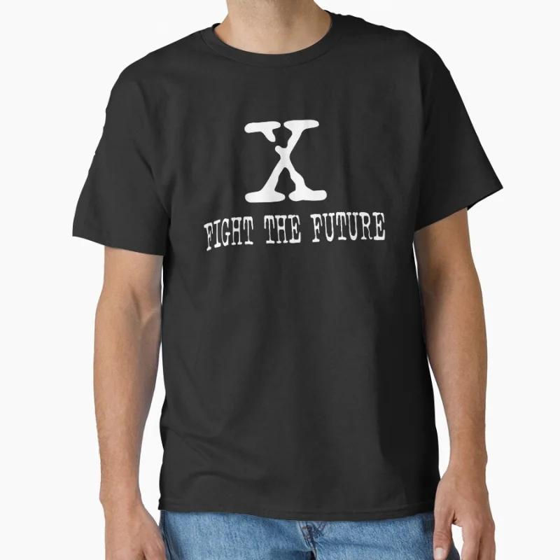 

fight the future 1104 Retro Sci fi The X-Files Funny Alien Gift T shirt 100% cotton print tee Large size Tops Graphic Clothes