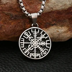Fashion Vintage Stainless Steel Vikings Compass Pendant Necklaces For Men Women Nordic Odin Amulet Jewelry Gifts Dropshipping
