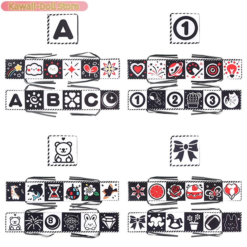 1 قطعة طفل التعلم المبكر كتاب تعليمي لينة ملابس الطفل كتاب لعبة حسية عالية التباين كتاب التحفيز البصري