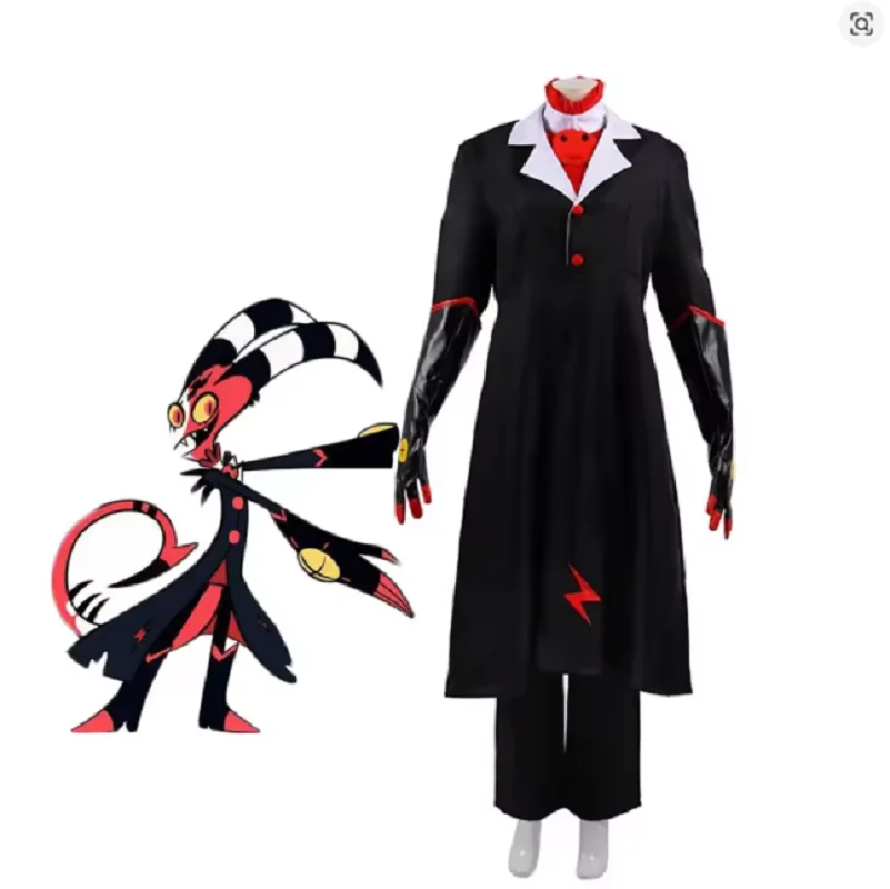 Disfraz de cosplay de hotel Blitzo personalizado: conjunto completo de traje negro, traje de jefe Helluva de alta calidad, perfecto para convenciones y juegos de rol