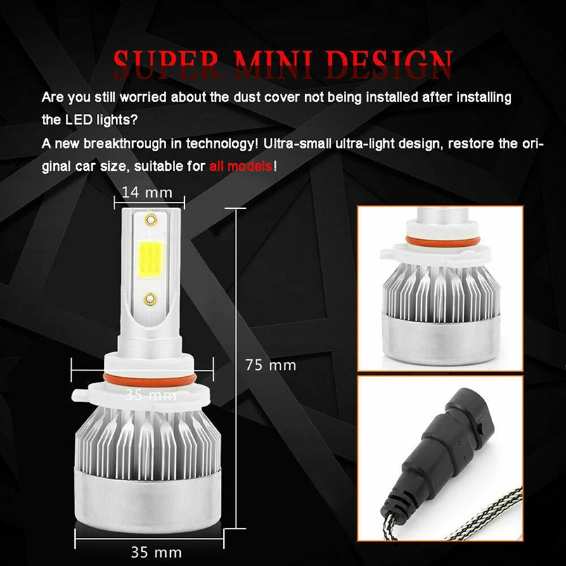 ไฟหน้ารถ C6 Dieal ไฟหน้า H4 LED H1Bulbs H11 H3 H8 H9 HB3 9005 HB4 H13 9006 6500K 50W 12V ไฟหน้ารถหมอก LED