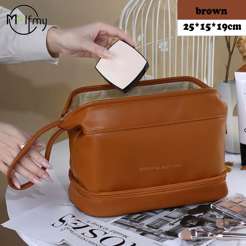 Waterproof Makeup Bags Pu Leather Cosmetic Bag Large Capacity Travel Storage Case Multifunction Portable Toiletries Cosmetiquera