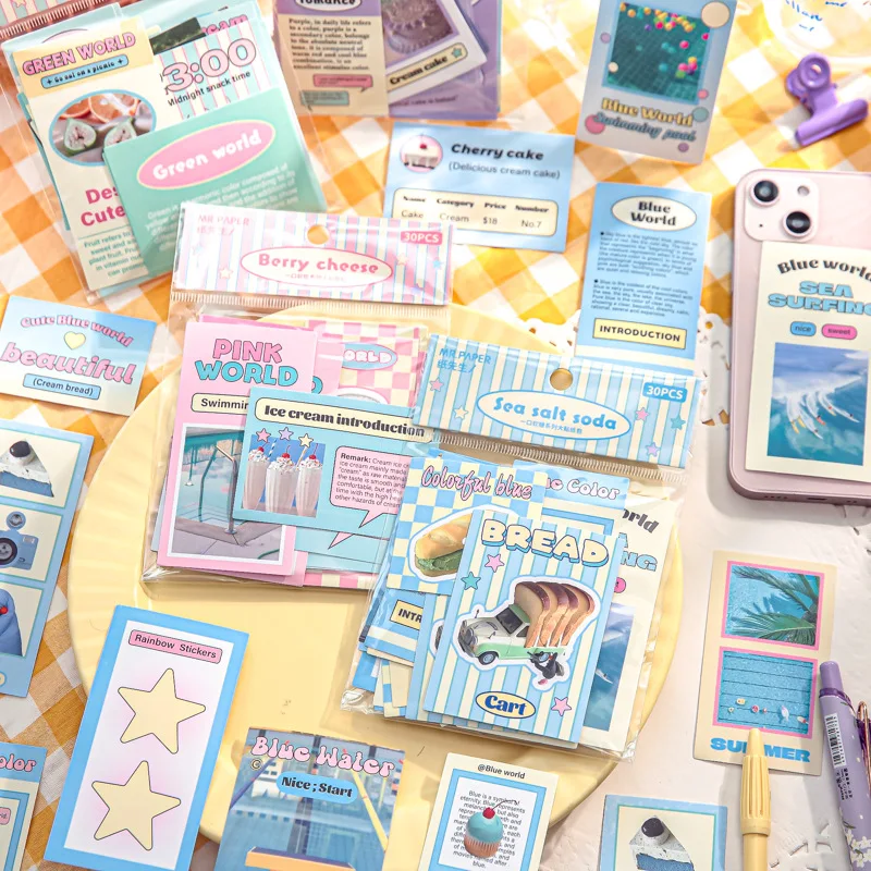 

30 шт./партия, милые наклейки для скрапбукинга