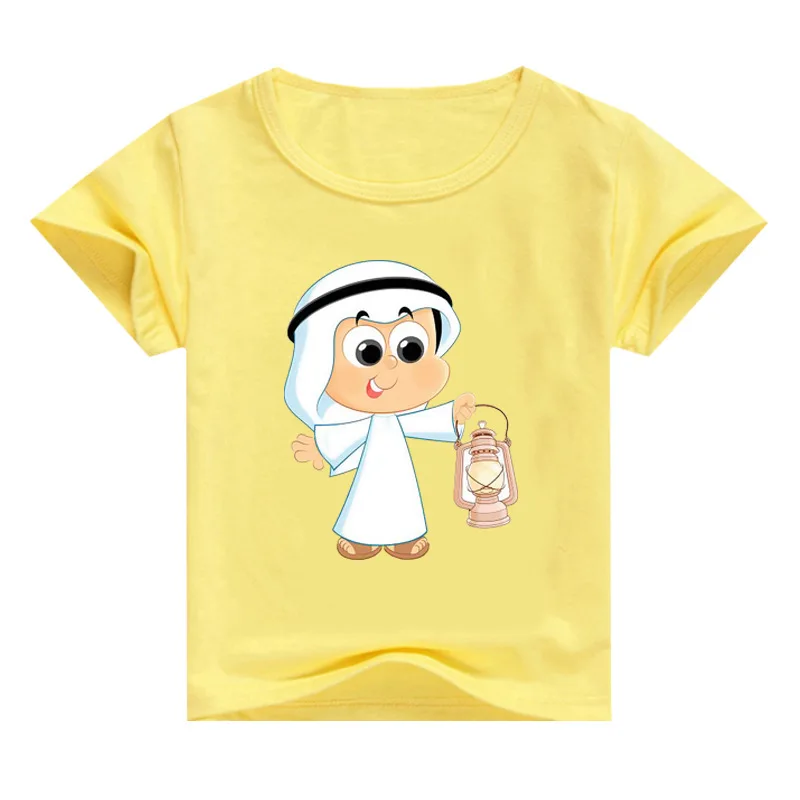 Islamic Ramadan T Shirt Kids EID Mubarak Decor Clothes Baby Girls Short Sleeve T-shirt Boys Summer Tops Eid Al Adha Party Gifts