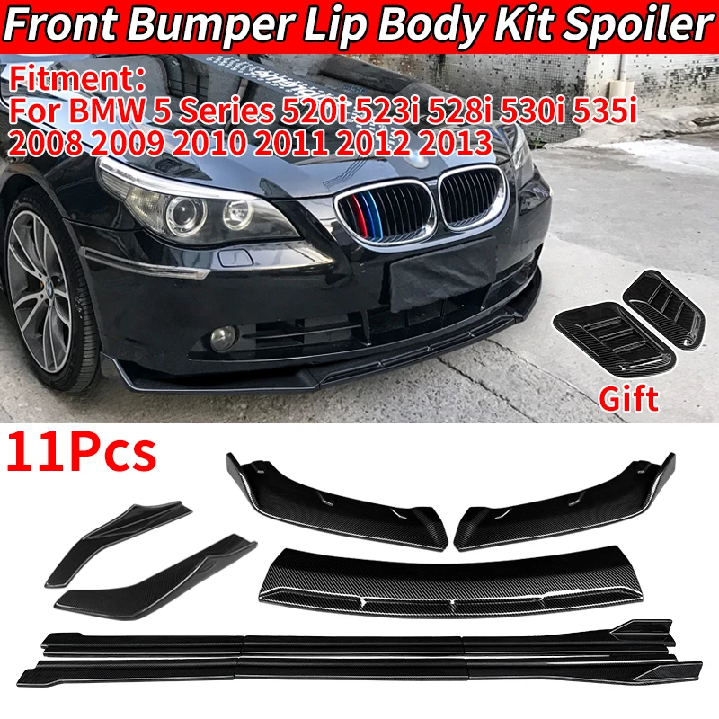 

For BMW 5 Series F18 F10 520i 528i 530i 2008-2013 Car Accessories Carbon Fiber Look Front and Rear Lip Skirt Tail Body Kit ABS