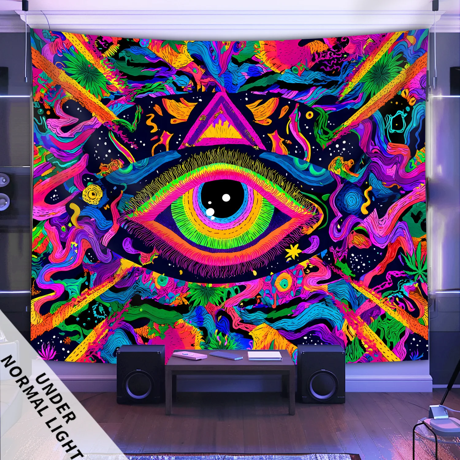 Psychedelic Eye Tapestry 2D Flat Wall Art with Vibrant Cosmic Patterns for Bedroom Living Room Trippy Decor