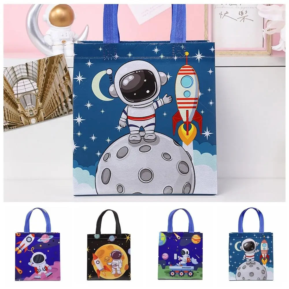 Cartoon Astronaut Non-woven Bag Space Shopping Bag Astronaut Tote Bag Candy Bag Storage Organizer Astronaut Gift Packaging Girl