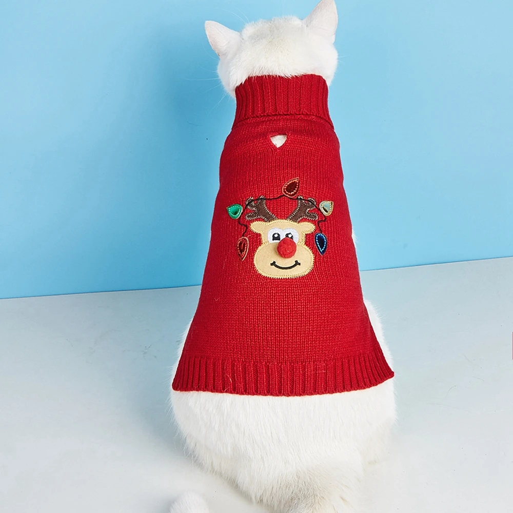 Small Dog Sweater Christmas Holiday Pet Warm Knitwear Puppy Clothing Dog Winter Coat Dog Turtleneck Cold Weather Outfit Pullover