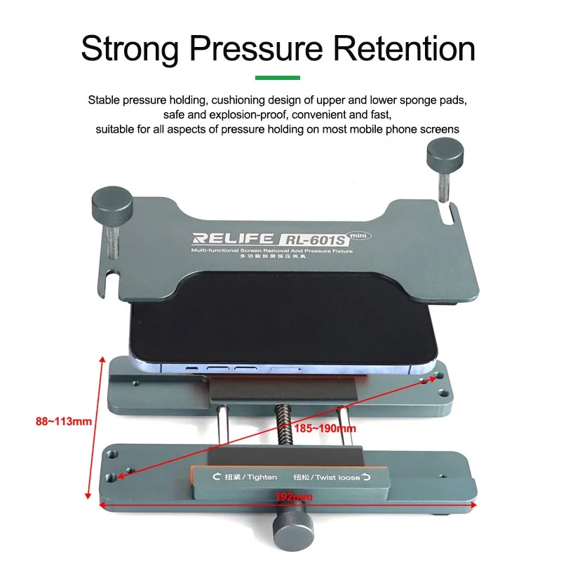 RELIFE RL-601S MINI 3 In 1 Multi-function Dismantling Screen and Pressure Holding Fixture Removal Mobile Phone Back Repair Tool