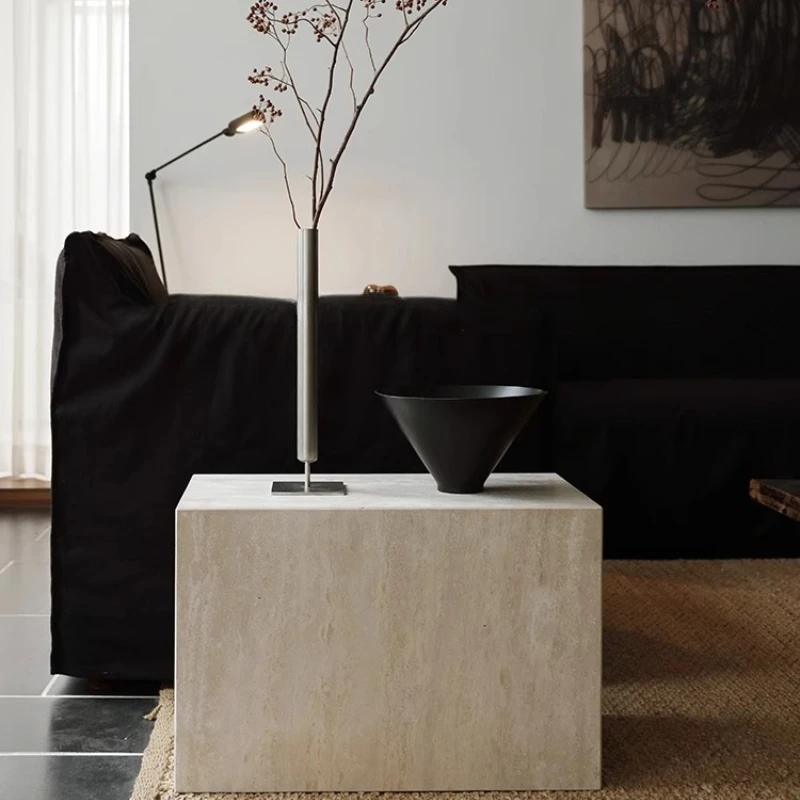 

Travertine edge few living room high-end sofa marble bedside small coffee table