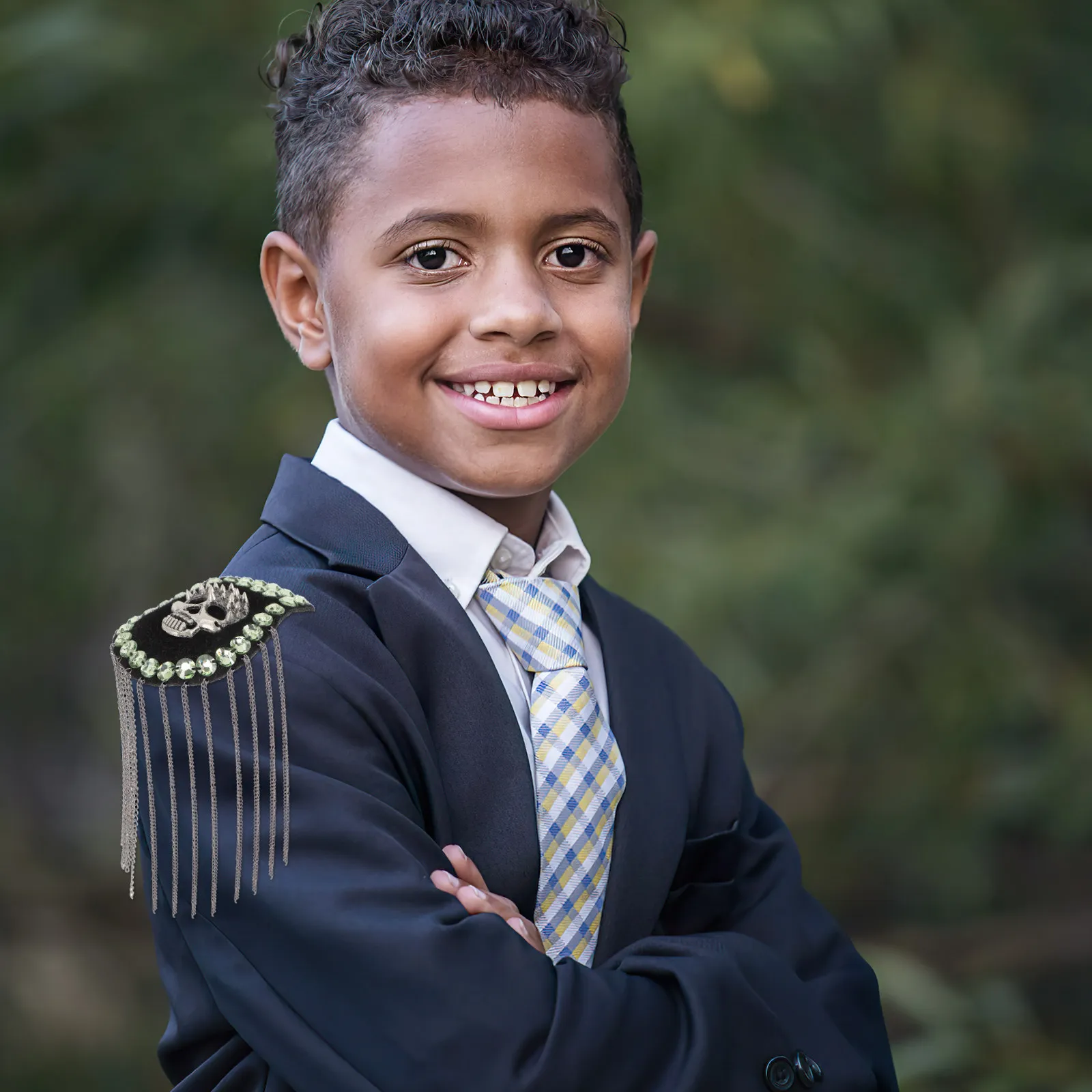 

2 шт. панк-эполеты с черепами и цепочками-кисточками, модные наплечные украшения для курток, пиджаков, костюмов