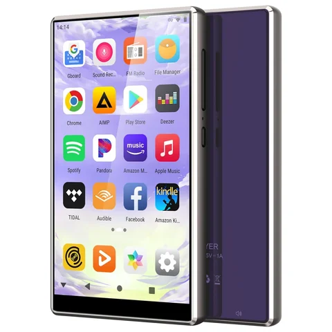 Lecteur MP3 avec Bluetooth et WiFi, lecteur de musique Oilsky M501 80 Go (64 Go + 16 Go), lecteur MP4 Android 9.0 1080P jusqu'à 512 Go