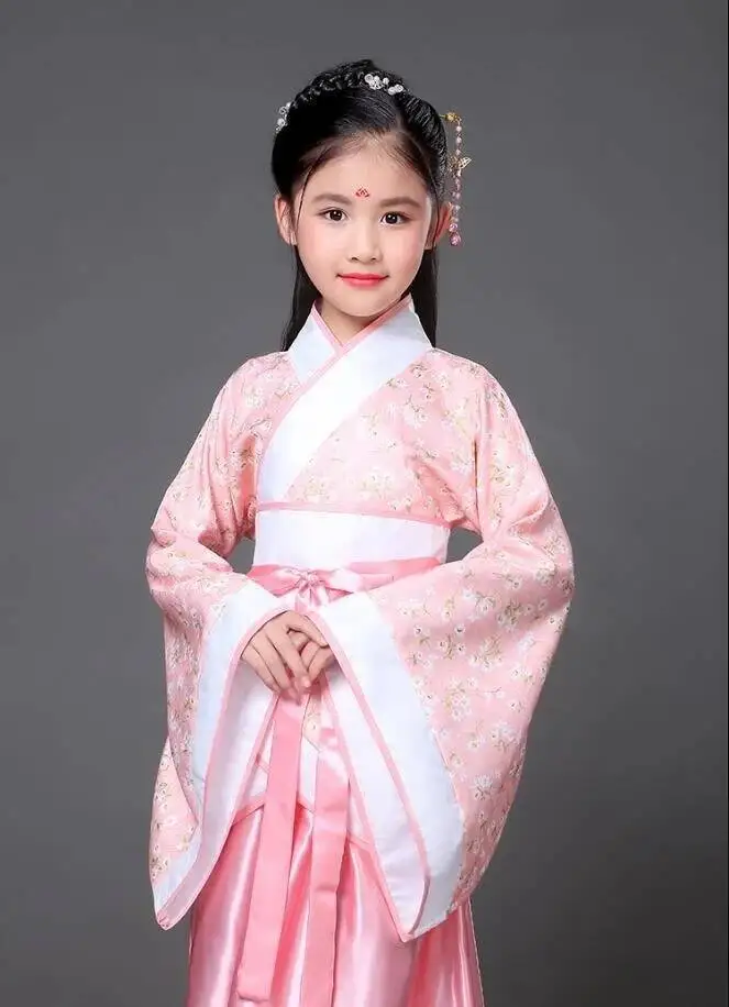 Kids Traditional Dresses Ancient Chinese Outfit Girls Costume Folk Dance Performance Hanfu Dress for Children - view 6