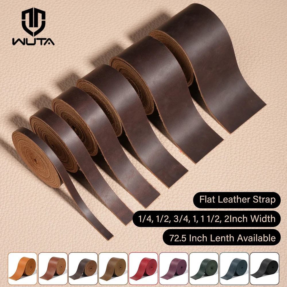 WUTA Vintage Crazy Horse Leather Strips Top‑Grain Genuine Cowhide Leather Strap for Crafting DIY Bag Shoulder Strap Guitar Belts