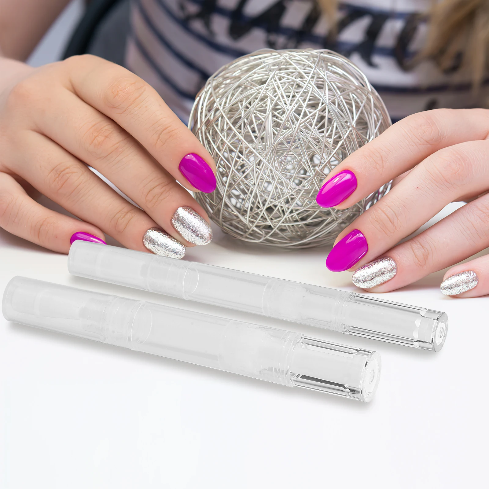 

6Pcs Empty Cuticle Oil Pens Refillable Nail Polish Tubes Compact Design Transparent Nail Oil Container for Home Salon Use