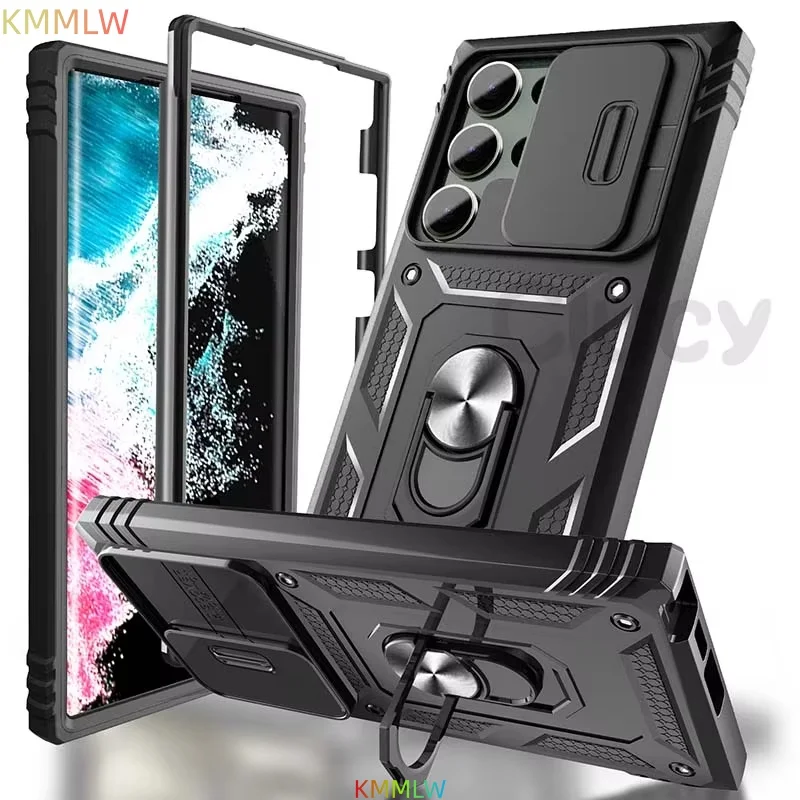Case For Samsung Galaxy S26Plus S26Ultra S26 S25Ultra Camera Slide Armor Protection 360 Degree Rotate Cover