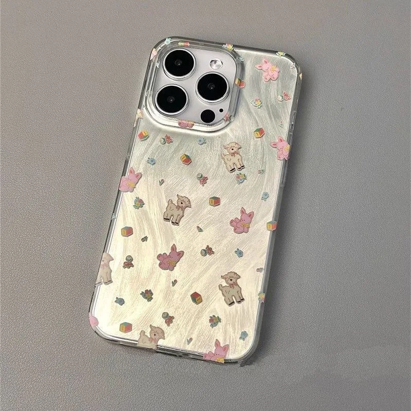 Floral sheep baa graphic phone case for iPhone 15 14 13 12 11 x XR Xs SE2 SE 8 7 plus pro Max mini PC back cover