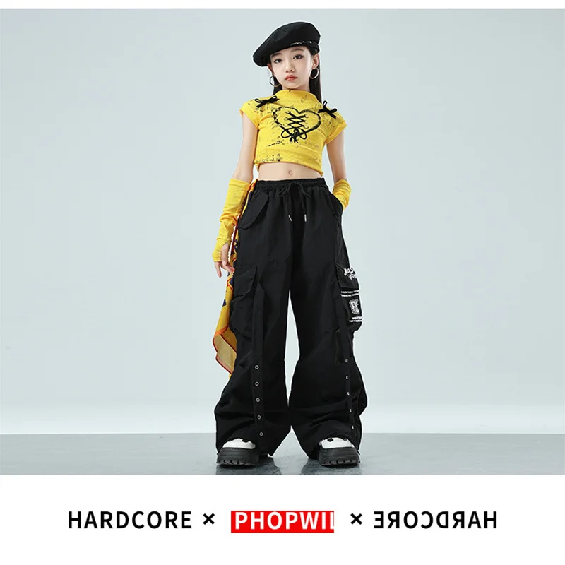Hip Hop Mädchen K-pop Crop Top Street Dance Röcke Jungen Sweatshirt Cargo Hosen Kinder Streetwear Kinder Jazz Kostüme Kleidung Sets