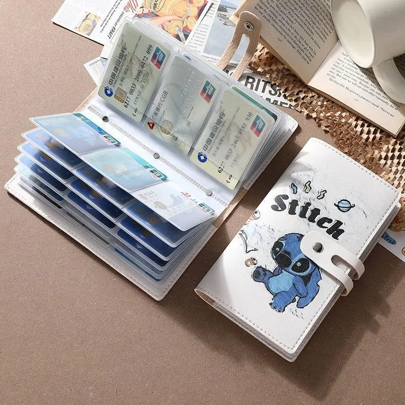 New Lilo & Stitch Long Card Holders Disney Cartoon Multifunctional Degaussing Card Bag Women Bank Credit Card Holder Cute Wallet