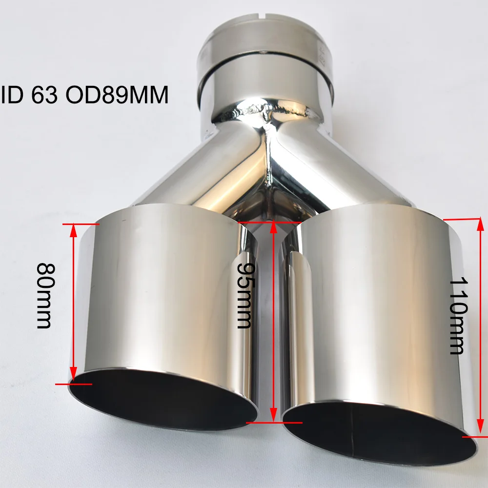 Universal Dual Layer Exhaut Pipe Slashed Oulet Edge Double Shinny Stainless Steel Car Muffler Tip