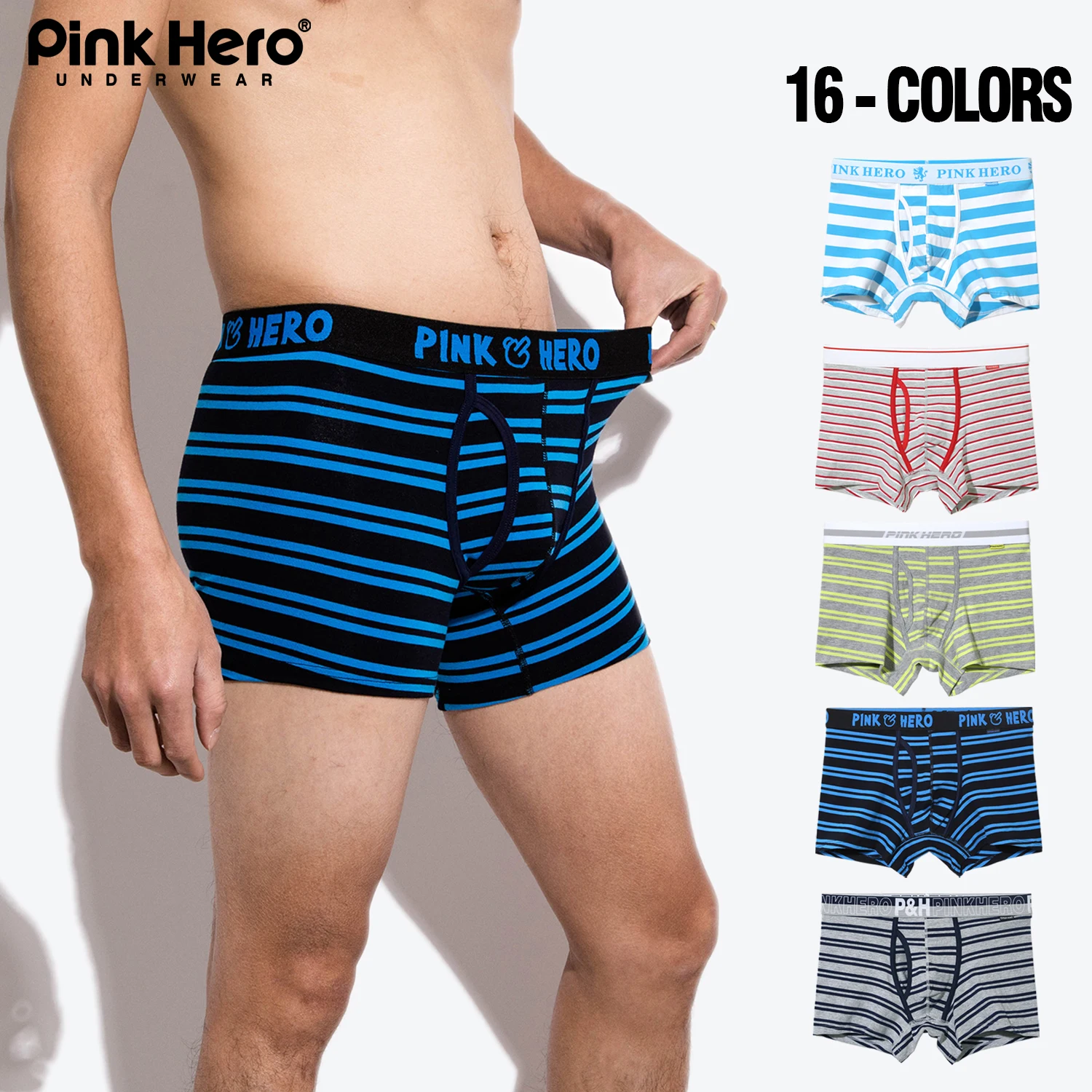 4 PCS PINKHERO Hombre Underwear For Men,Including Cotton Boxer Briefs And Striped Male Underpants And Tрусы Mужские