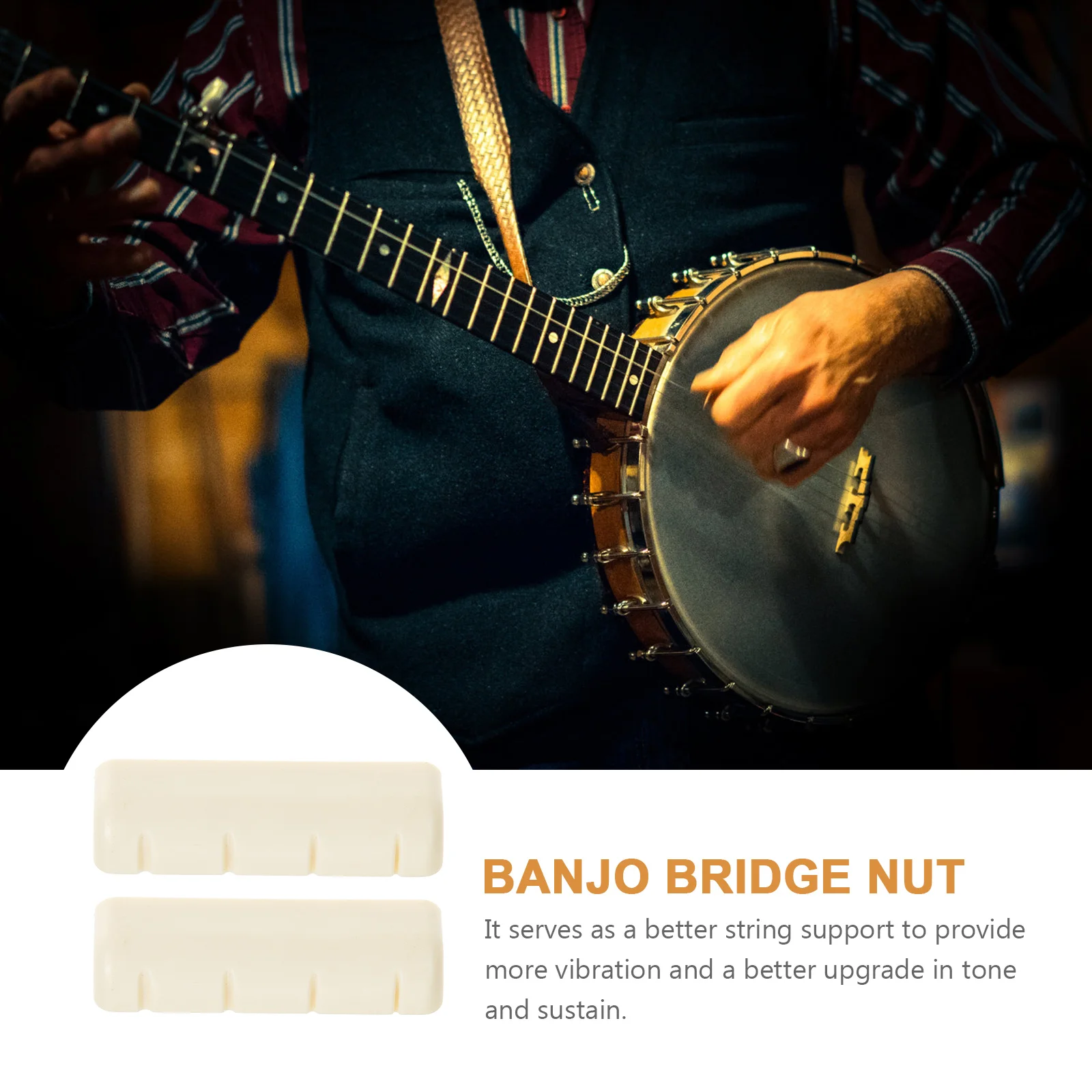 

Banjo String Nuts White ABS Adjustable Bridge Saddle Repair Parts Banjo Accessories Sturdy Lightweight Durable Tone Upgrade Rich