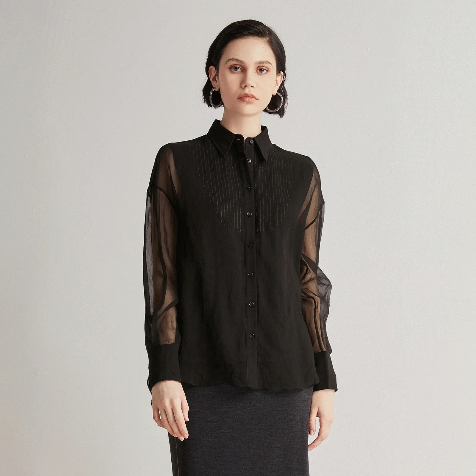 

BC-39 Women's Polo Collar Knitting Cardigan Light Luxury 30% Silk 70% Wool Blend Comfortable Fit Casual Outerwear