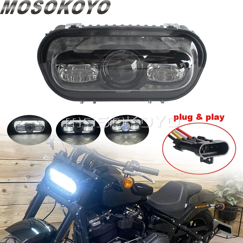 Motorcycle Headlight LED Headlamp DRL High Low Beam Projector Head Light Assembly For Harley Softail Fat Bob FXFB FXFBS 18-2025