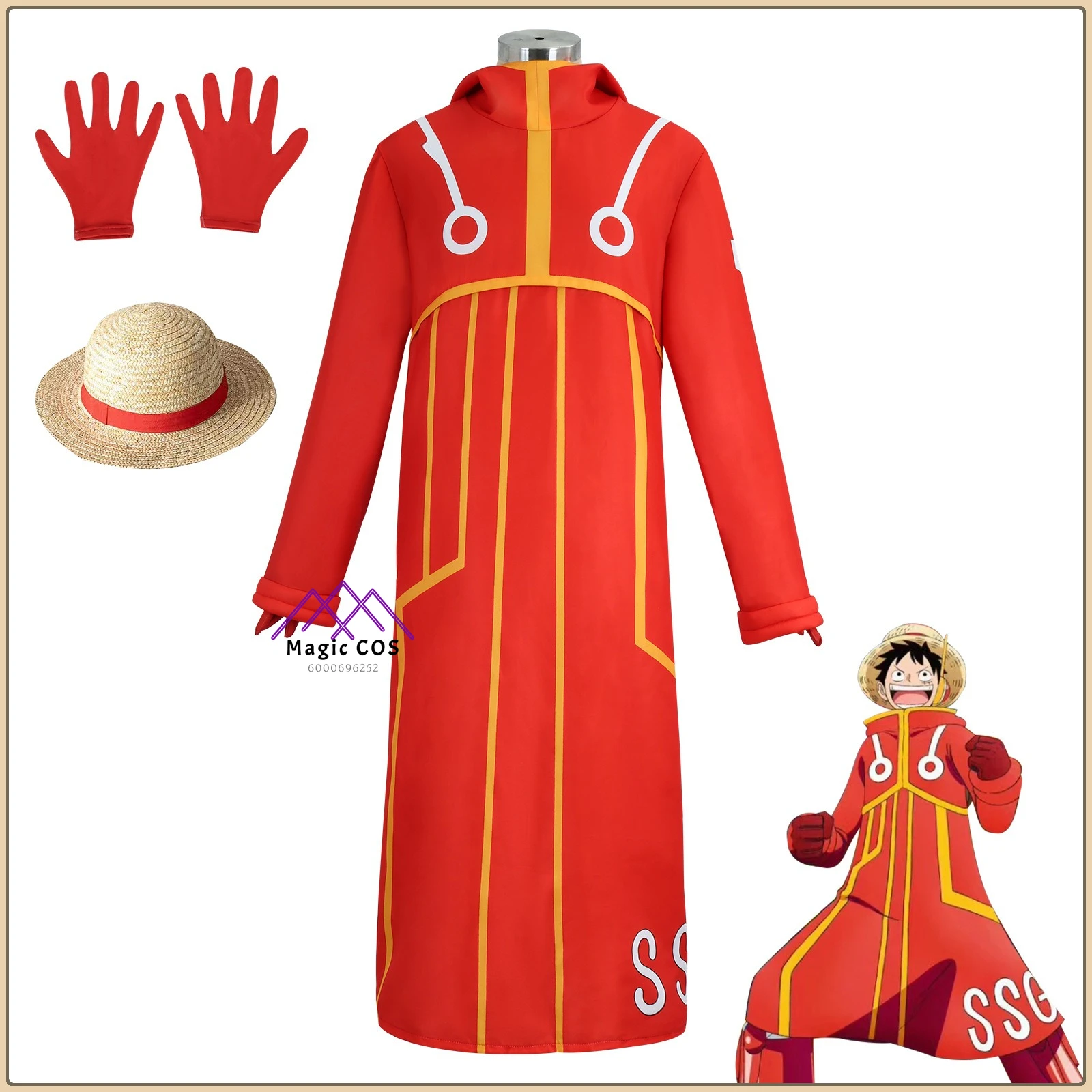 

Hot Anime Character Luffy Role Playing Full Set Cosplay Costume Wigs Prop Accessories Shoe Covers High Quality Full Set (Male)