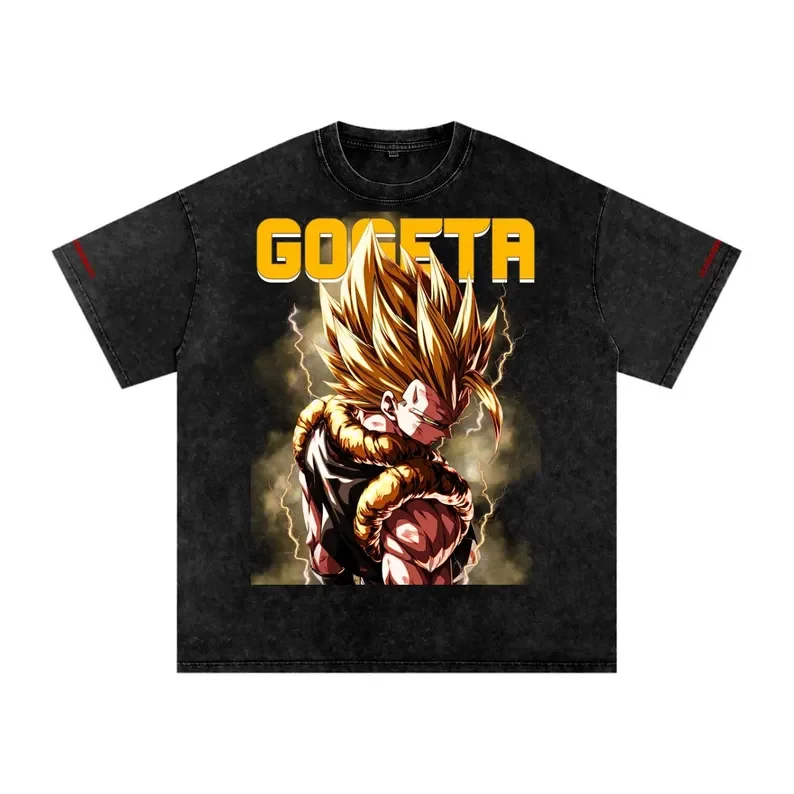 

2026 Ugyita DBZ Snow Wash Extra Large Cotton Dragon Ball Pattern Monster Anime T-shirt Comfortable, Breathable, High-Quality