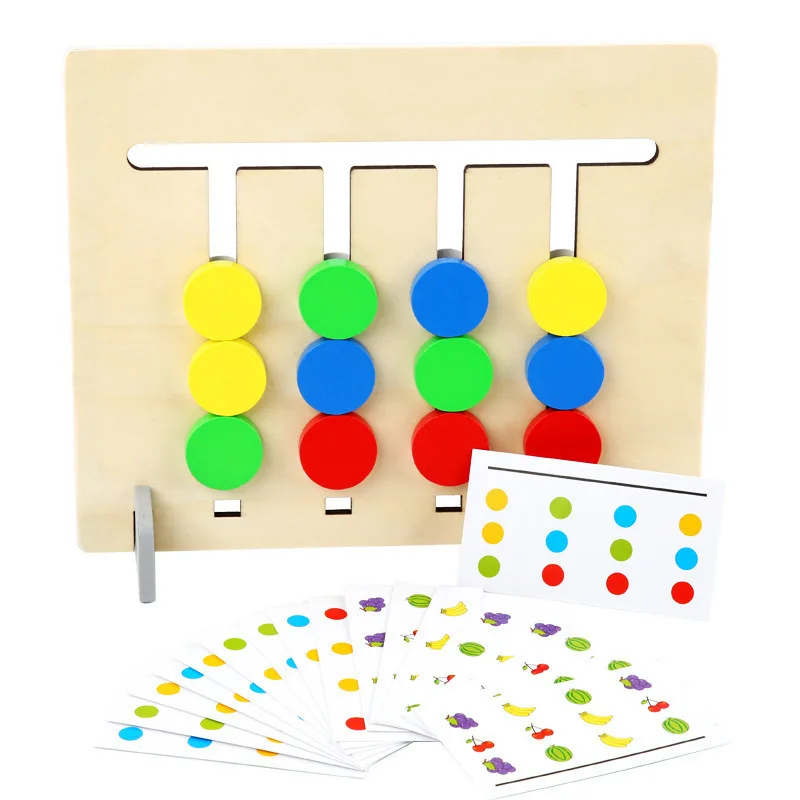 

Montessori Kid Toys Wooden Color Fruit Double Sided Matching logic games Training montessori toys for 3 year olds Games Board