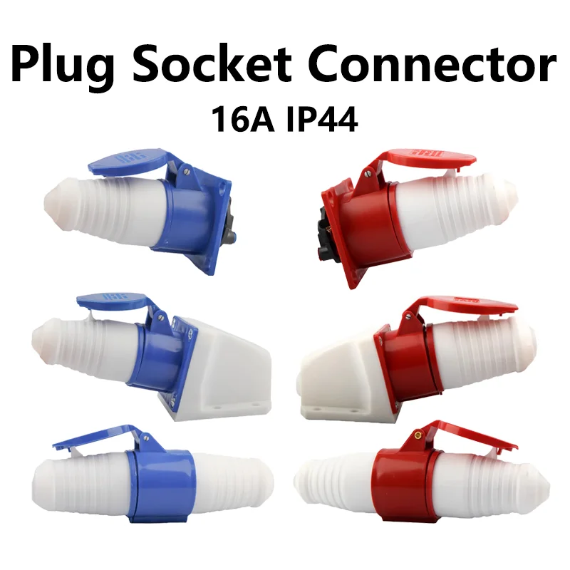 IP44 16A Industrial Plug and Socket Waterproof Connector 3PIN 4Core 5Pin Waterproof Electrical Connection Wall Mount Socket