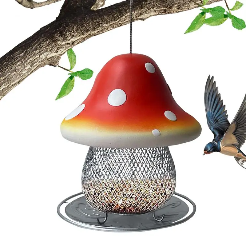 

Solar Bird Feeders for Outdoors Hanging Mushroom Birdfeeder, 3.5LB Capacity Metal Hummingbird Feeder Wild Bird Feeder for Home