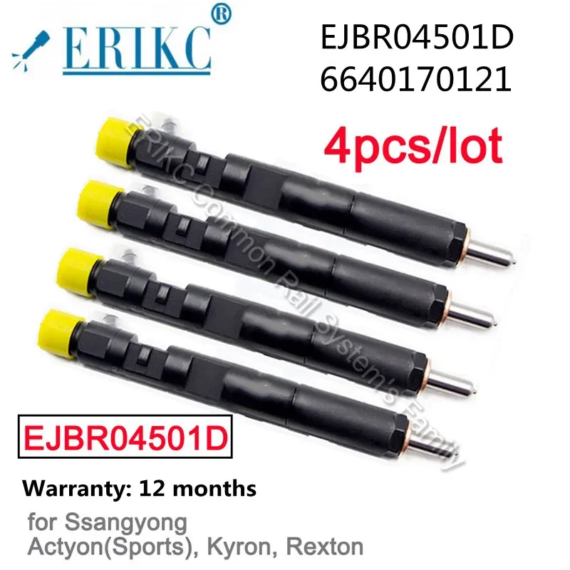 EJBR04501D Fuel Injector Nozzle A6640170121 Diesel Auto Sprayer 4501D 6640170121 For Delphi Ssangyong Actyon Kyron D20DT 4PCS