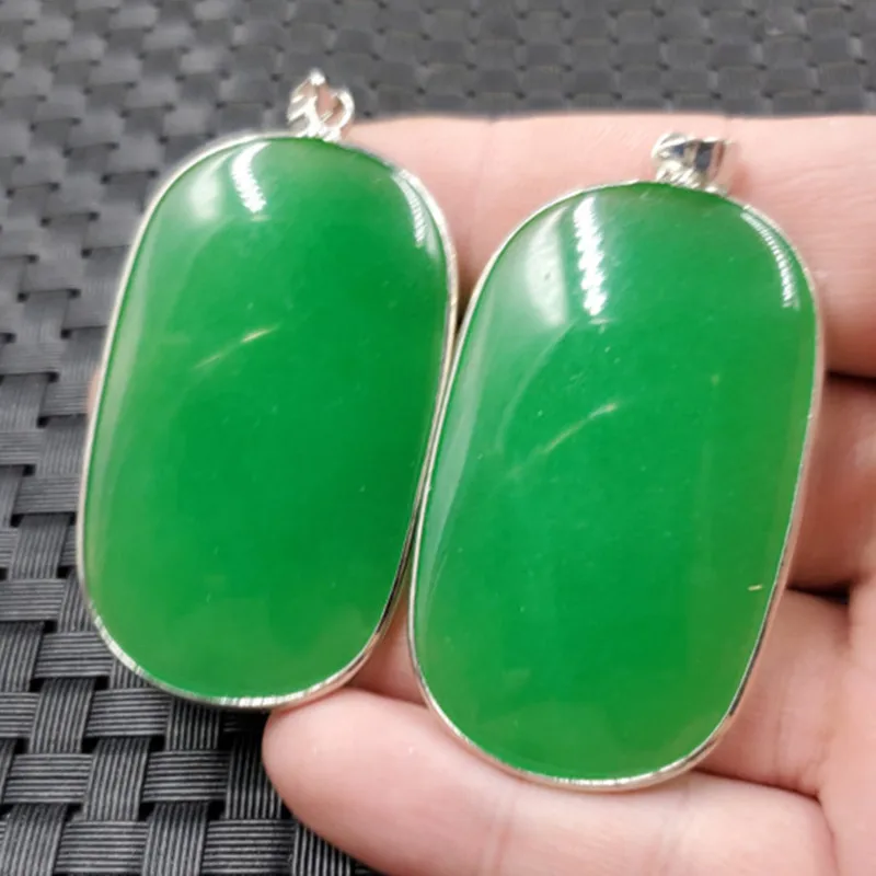 Jade Pendant Taiwan Jasper Pendant Quartz Rock Jade Blank Plates Pendant Sun Green Oval Pendant