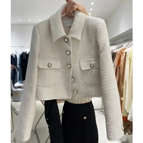 

ort Wide Fit Women's Jaet Autumn Faion Korean Sle Little Fraance Sle Quali Single Button Splicing