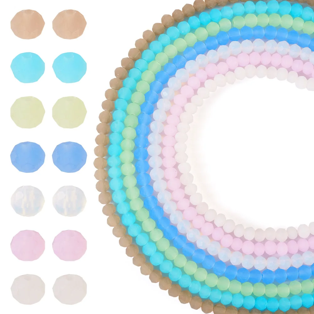 5-7 Strand Imitation Jade Glass Beads Faceted Frosted Spacer Beads Mixed Color For Jewelry Making DIY Bracelet Necklace Earring