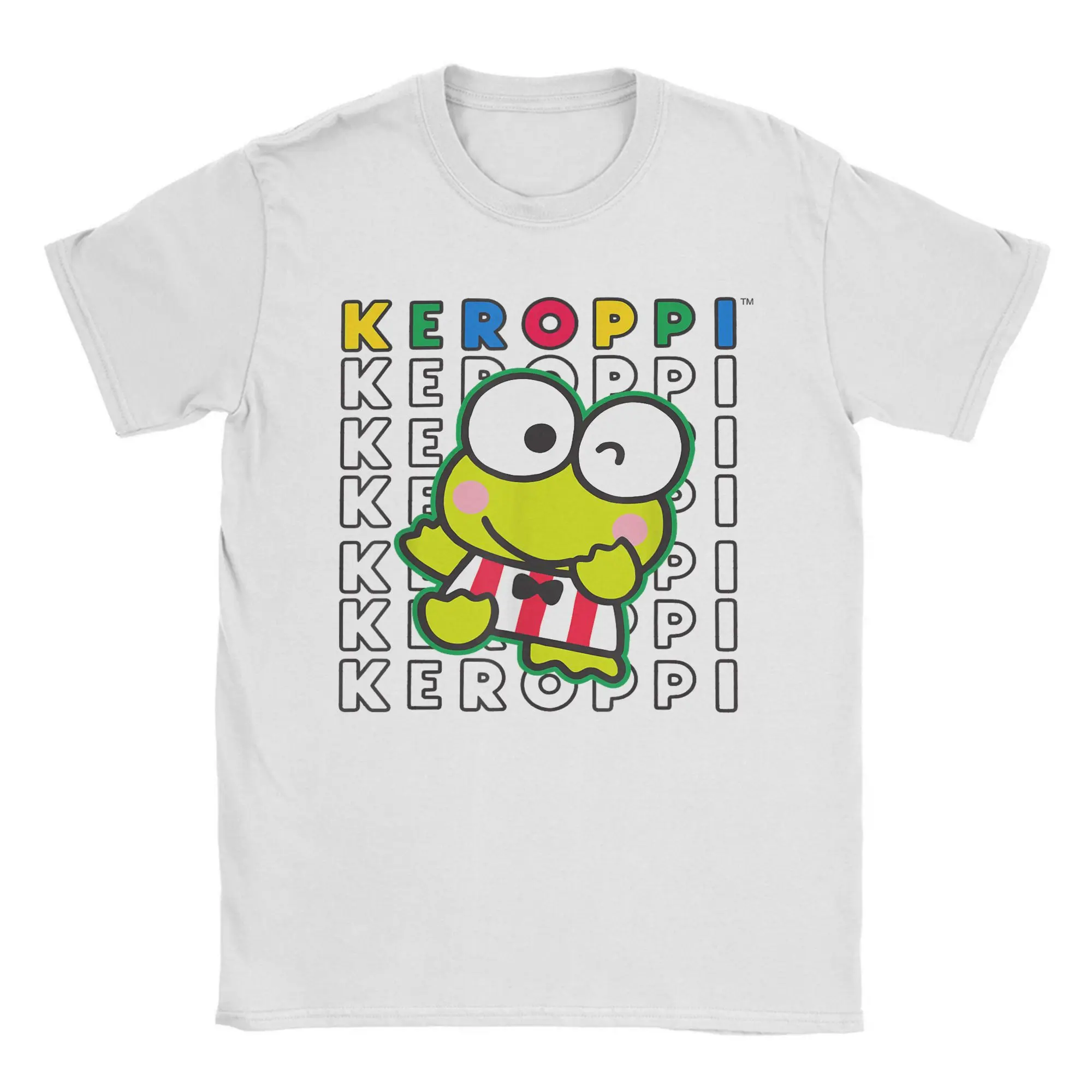 

Футболки с цветными блоками Keroppi, мужские хлопковые футболки с юмором, футболки с круглым вырезом, топы с короткими рукавами, большие размеры