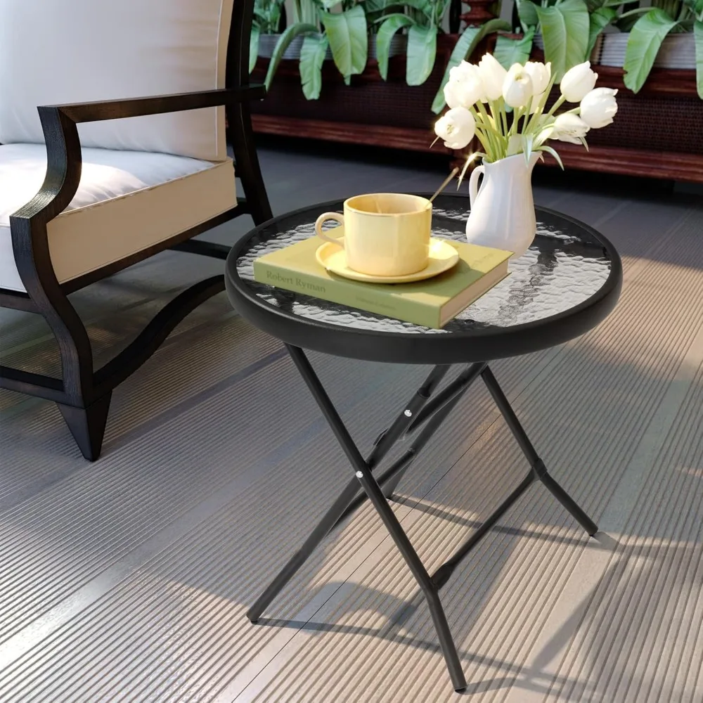 屋外サイドテーブル - 小型パティオエンドテーブル全天候型、パティオ家具セット、プール、バルコニー、デッキ用の屋外家具